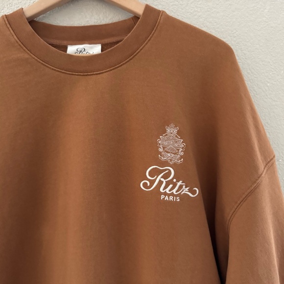 FRAME x Ritz Paris Breakfast In Bed Oversized Sweatshirt XL Camel Brown Collab - Picture 9 of 13